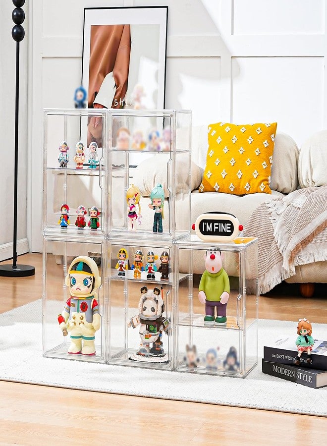 Amllas Acrylic Display Case for Collectibles, Clear Acrylic Display Box with 3 Adjustable Layers and Magnetic Door, Stackable Clear Storage Box/Bins for Figures,Lego, Book - Image 2